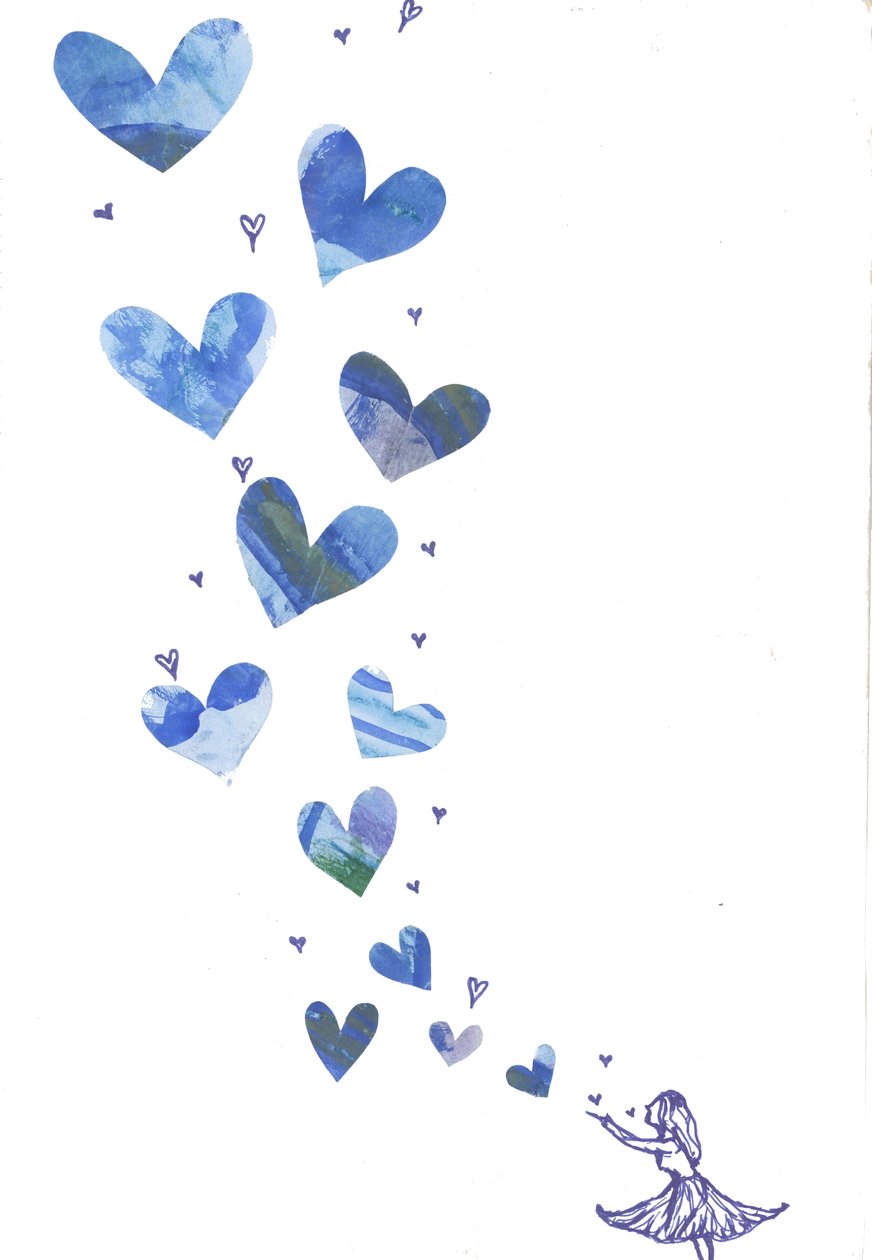 Soffiare un bacio, 2013 (acquerello e collage) da Elizabeth Rider