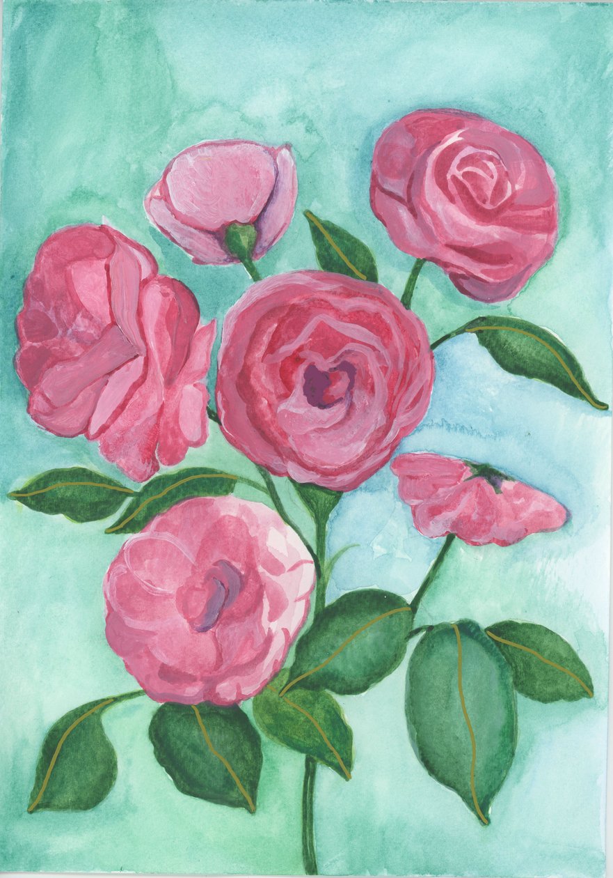 Rose rosa, 2017 (acquerello) da Elizabeth Rider