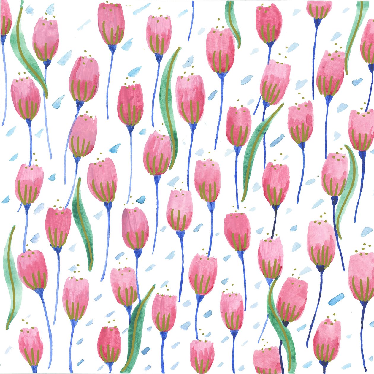 Tulipani rosa, 2017 (acquerello) da Elizabeth Rider