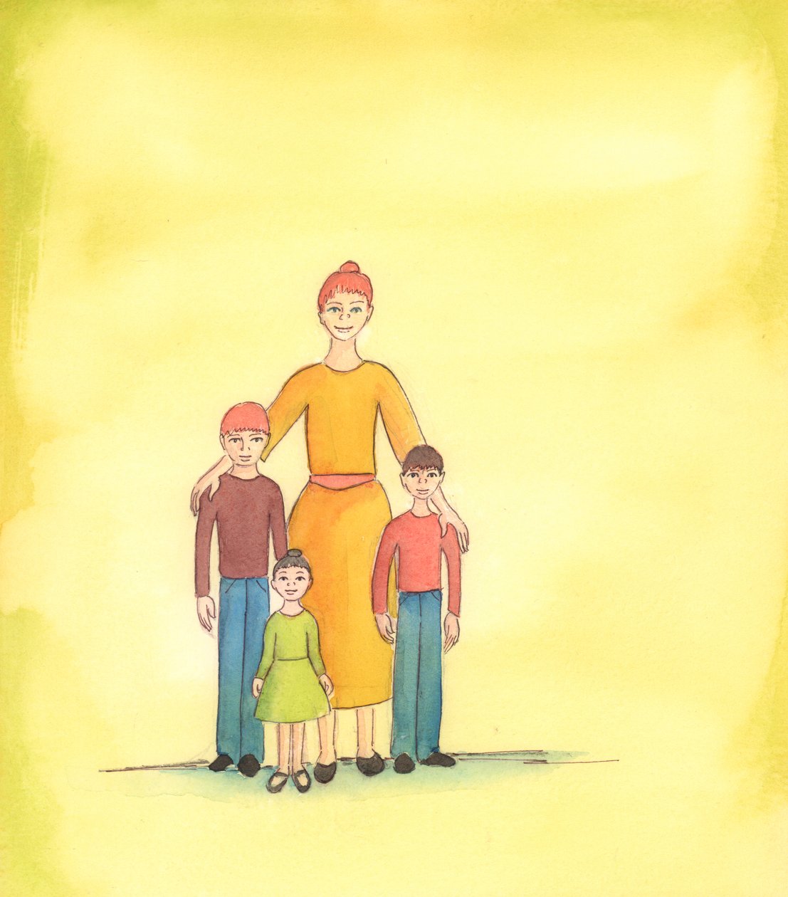 Una madre dà gioia a Dio quando ama e si prende cura dei suoi figli, 2005 (acquerello su carta) da Elizabeth Wang