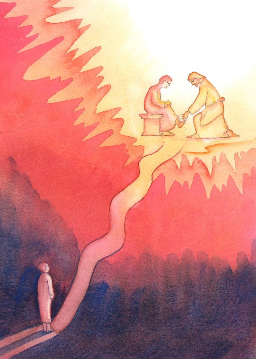 Una persona che, per amore di Dio, ama e serve il suo prossimo, cammina su una strada difficile verso il Cielo, con salite ripide da Elizabeth Wang