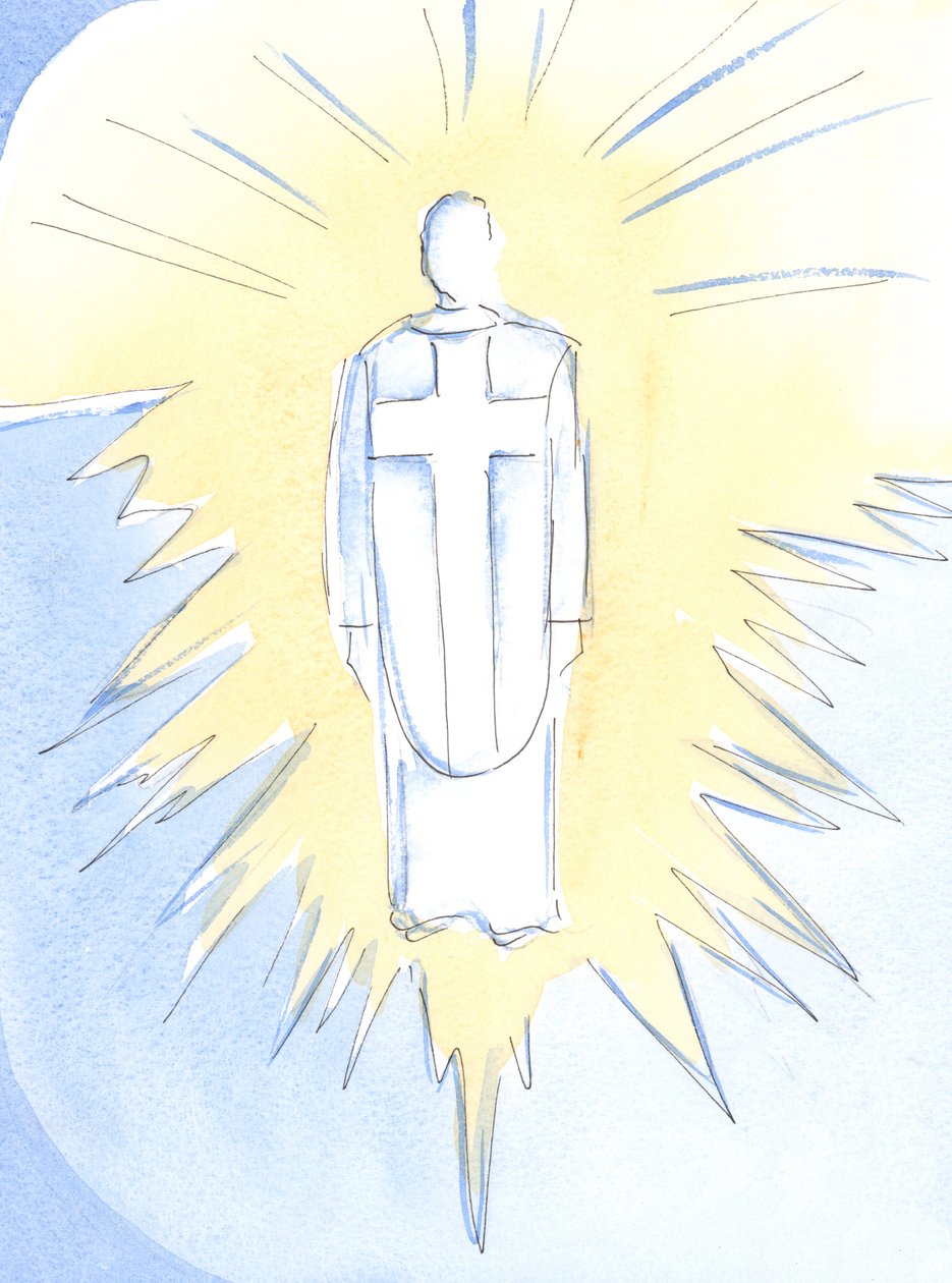 Cristo - quasi insopportabilmente abbagliante, regale e potente - ora regna in cielo, vero uomo e vero Dio, nostro Sommo Sacerdote da Elizabeth Wang