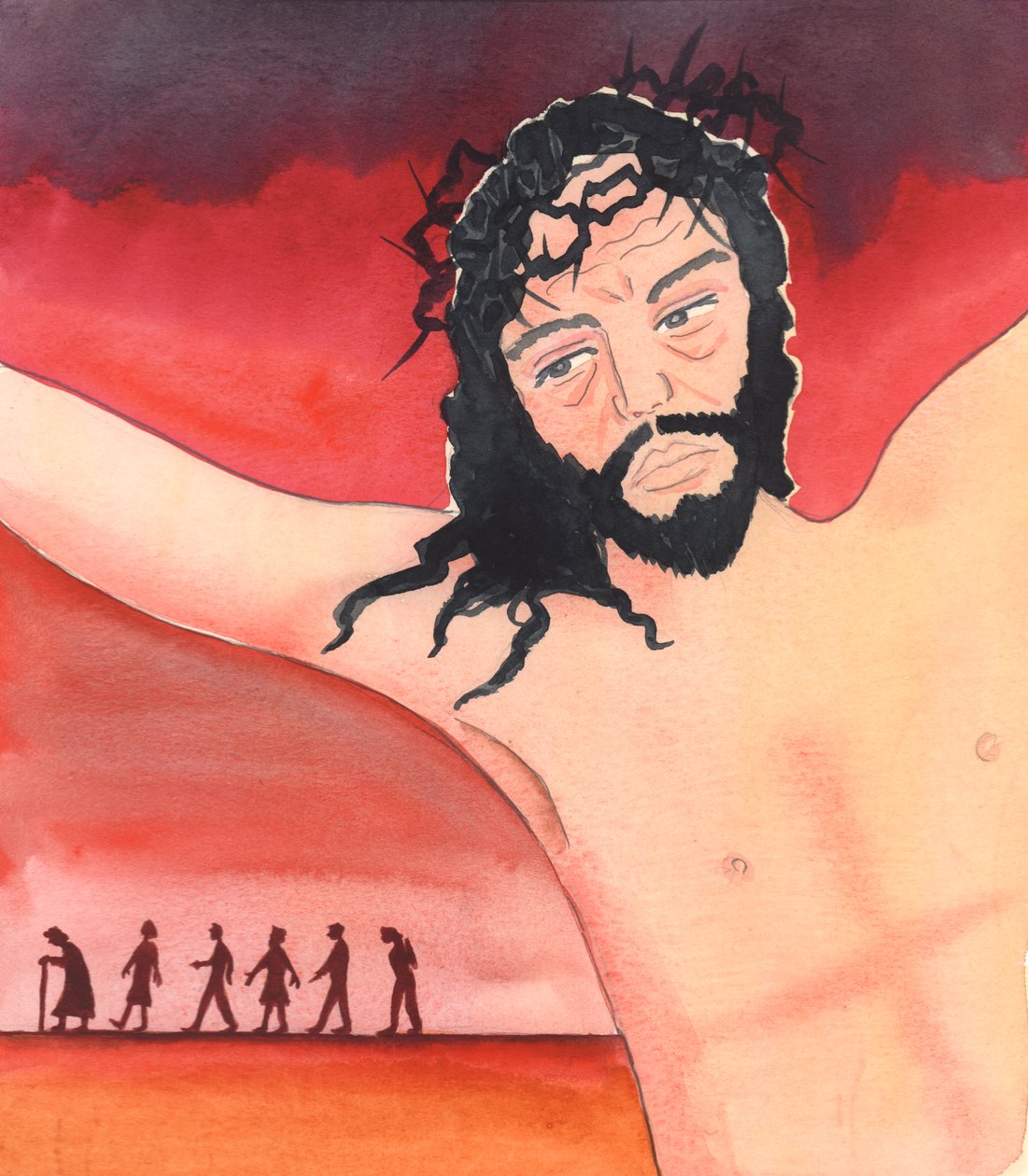 Cristo parlò alla Consacrazione del vino, dicendo "Ho versato il Mio Sangue per loro" da Elizabeth Wang