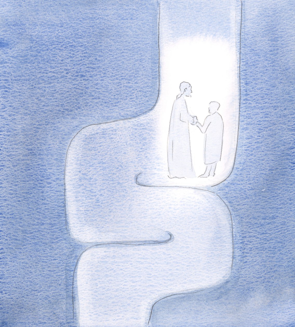 Ho visto che Cristo mi tiene durante i miei viaggi, mentre ci muoviamo verso il Padre, come se viaggiassimo attraverso tunnel tortuosi da Elizabeth Wang