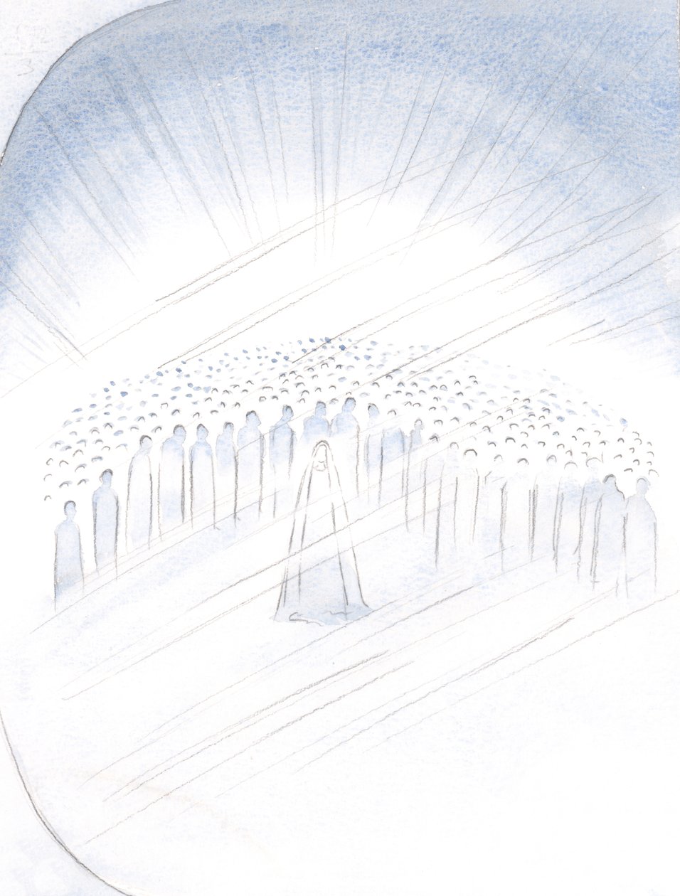 Ho visto i santi spintonarsi, per così dire, per il privilegio di aiutarci, con la Vergine Maria al centro, 2000 da Elizabeth Wang