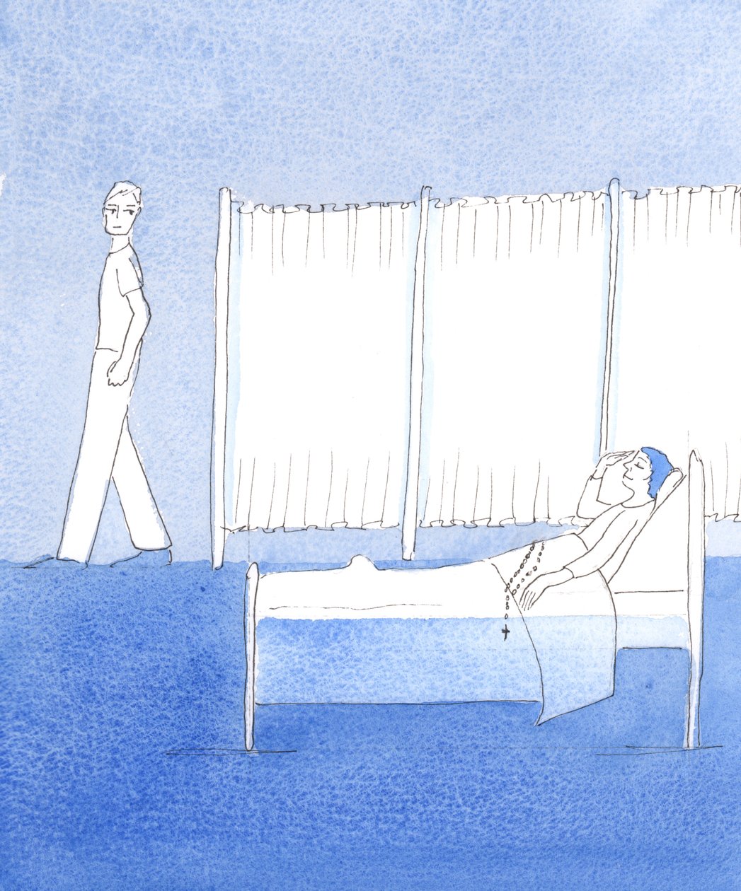 È importante perseverare nella preghiera anche durante la malattia, 2004 (acquerello su carta) da Elizabeth Wang