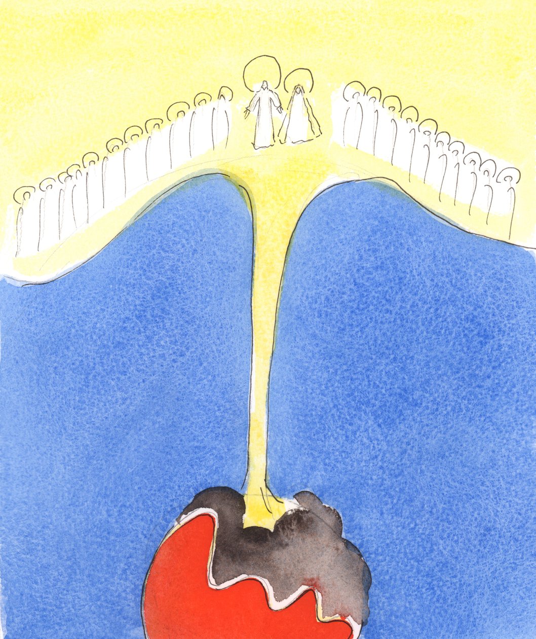 Solo grazie alla potenza riversata dal cielo sulle anime fedeli, 2004 (acquerello su carta) da Elizabeth Wang