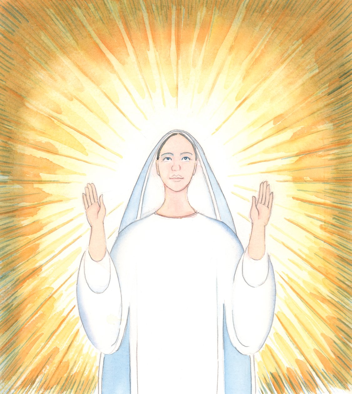 Tutto il desiderio di Nostra Signora è di dare gloria a suo Padre, proprio come ha sempre fatto Gesù Cristo suo Figlio, 2005 (acquerello su carta) da Elizabeth Wang