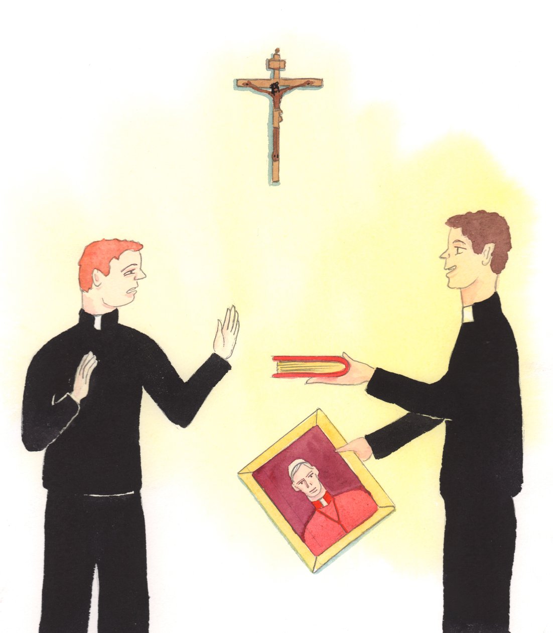 Alcuni sacerdoti vogliono seguire la loro vocazione a modo loro, 2005 (acquerello su carta) da Elizabeth Wang