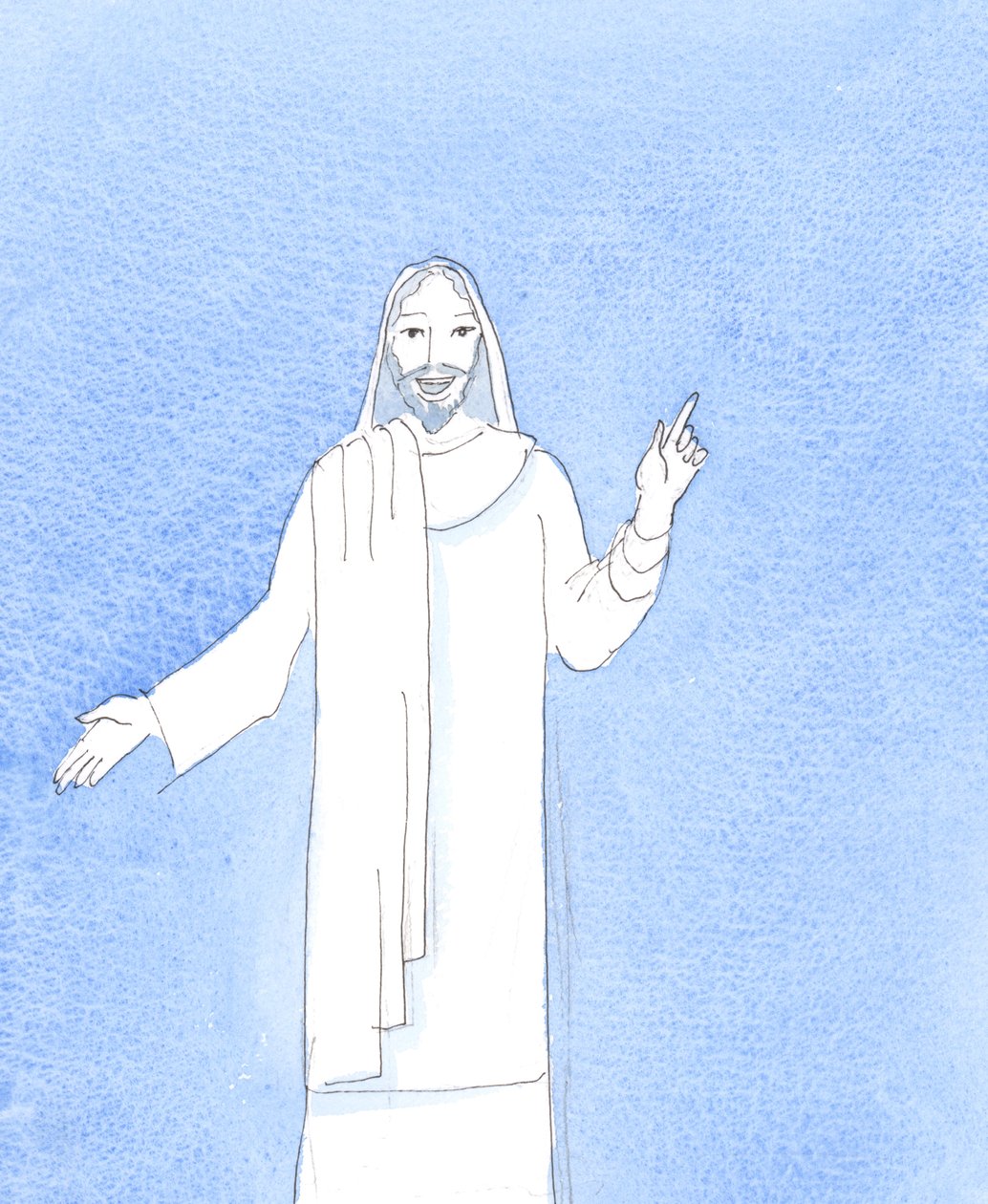 San Pietro parla di Cristo con fervore, gioia e assoluta convinzione, 2004 (acquerello su carta) da Elizabeth Wang