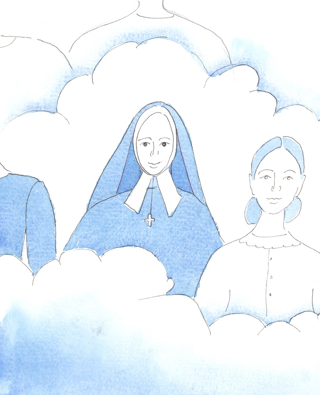 Il Signore mi ha mostrato Santa Bernadette, che ora è beatamente felice in Paradiso, con gli altri Santi, dopo la sua breve e dolorosa vita, 2005 (acquerello su carta) da Elizabeth Wang