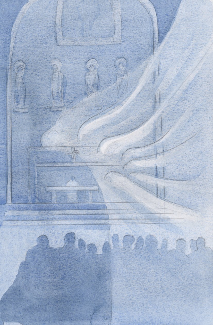Gli angeli adorano Cristo nella Santa Eucaristia da Elizabeth Wang