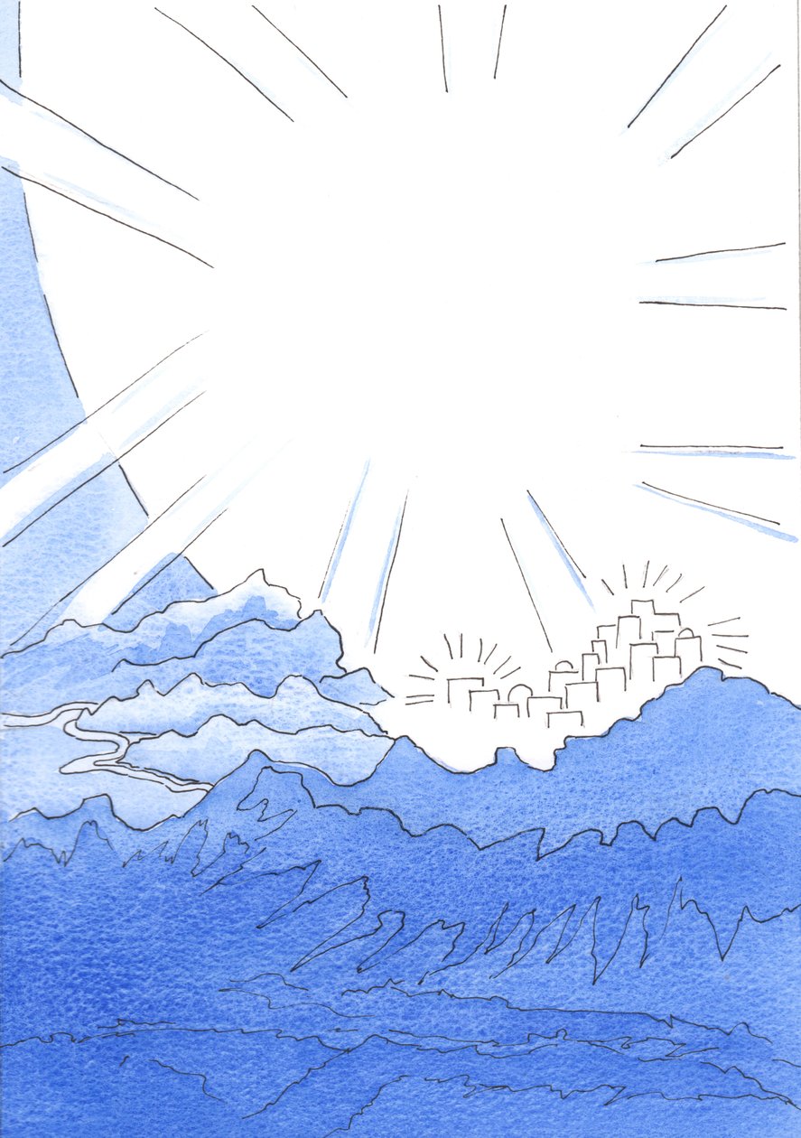 Vivere sulla terra in unione beata con Dio è vivere come se si fosse al bordo della Città Celeste, sulla cima della montagna, molto al di sopra del sentiero oscuro sottostante da Elizabeth Wang