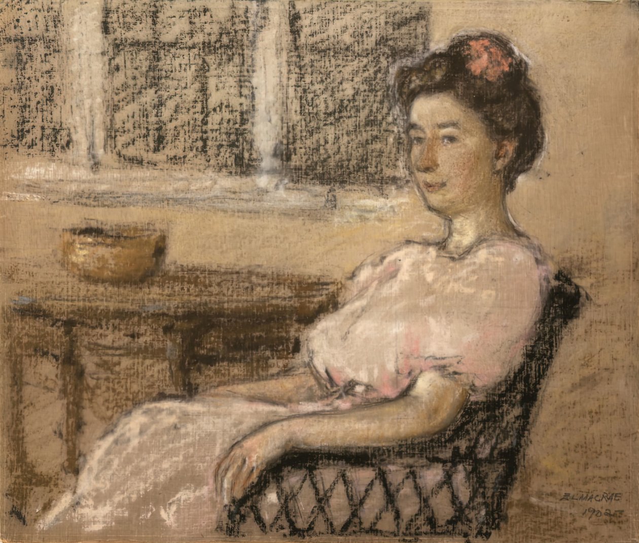 Donna seduta in rosa, 1902 da Elmer Livingston MacRae