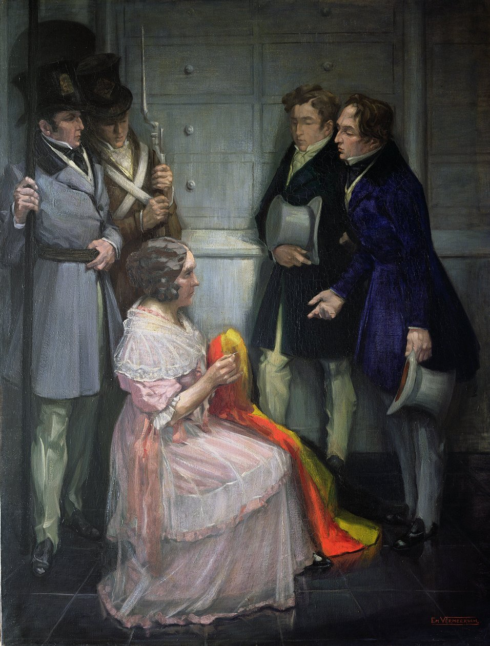 La signora Abst crea la prima bandiera belga, c.1830 da Em Vermeersch