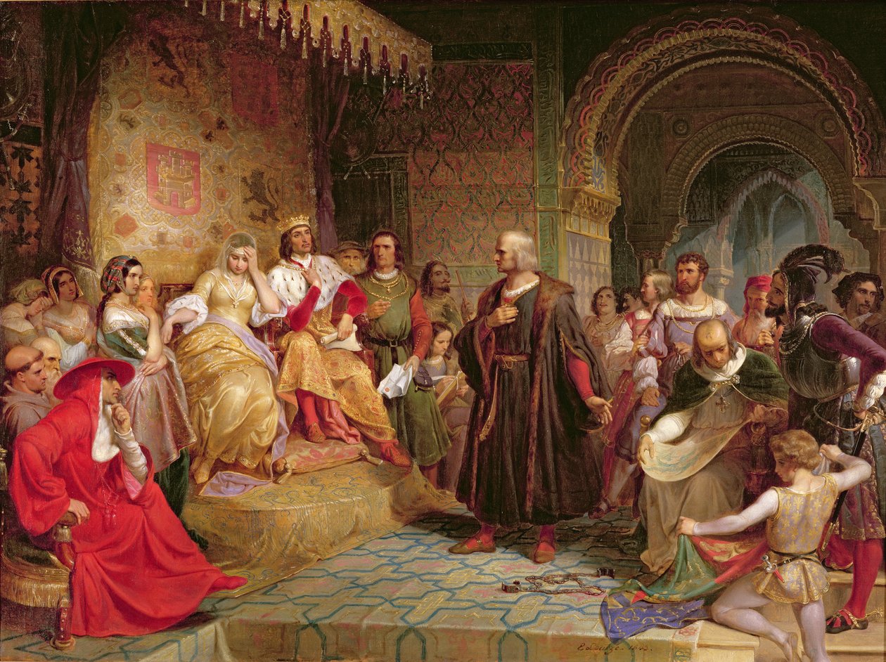 Colombo davanti alla regina, 1843 da Emanuel Gottlieb Leutze