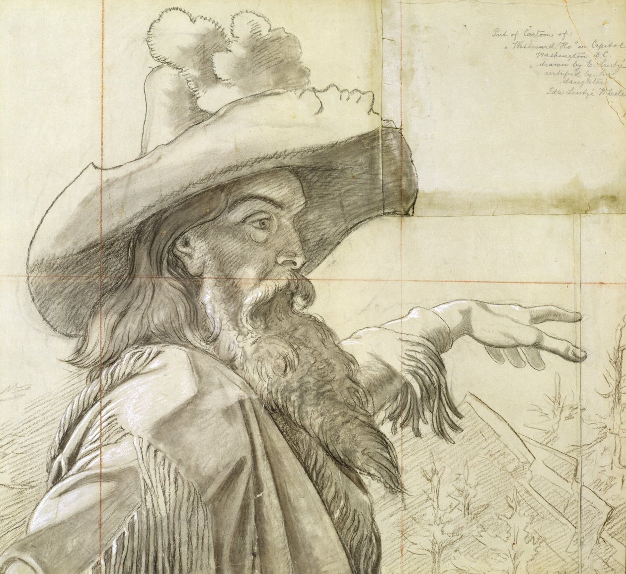 Particolare del cartone animato per il murale Westward the Course of Empire... da Emanuel Gottlieb Leutze