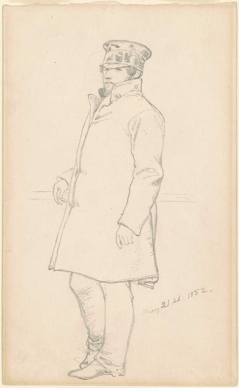 Uomo con cappello e cappotto da Emanuel Gottlieb Leutze
