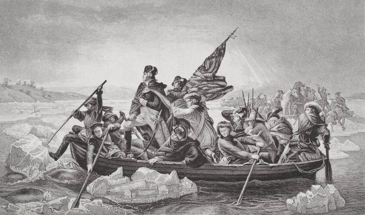 Washington attraversa il Delaware vicino a Trenton, New Jersey, Natale 1776, da 