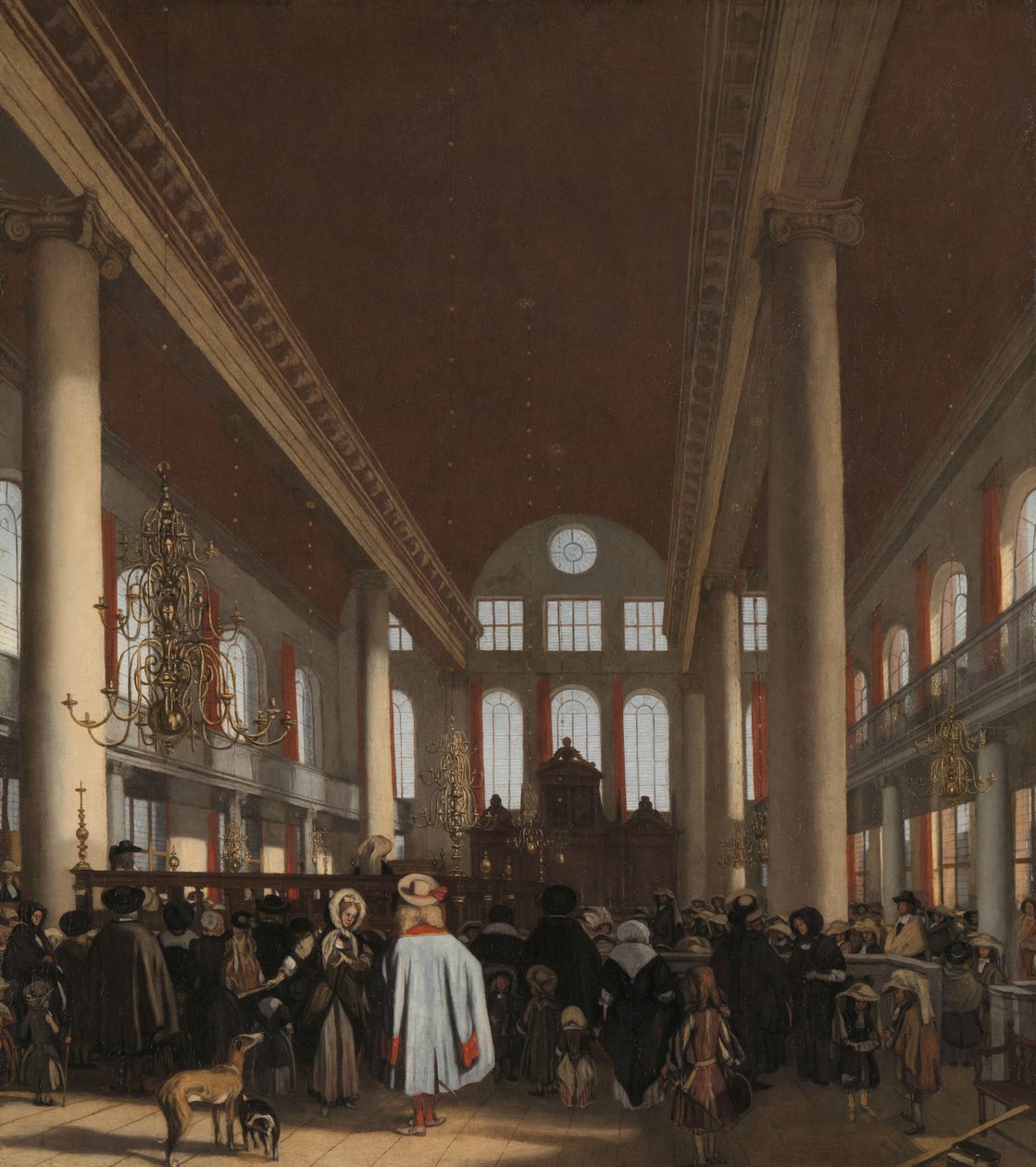 Interno della sinagoga portoghese di Amsterdam da Emanuel de Witte