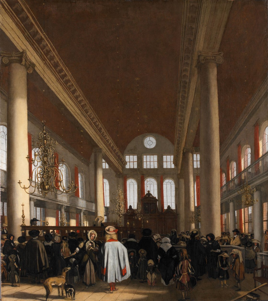 Interno della sinagoga portoghese ad Amsterdam da Emanuel de Witte