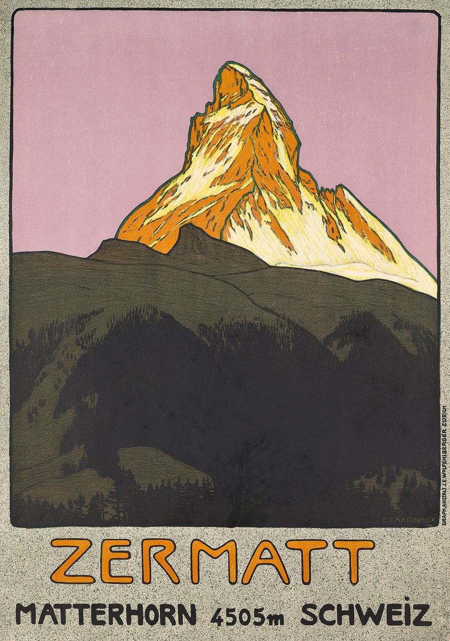 Poster che pubblicizza Zermatt, Svizzera da Emil Cardinaux