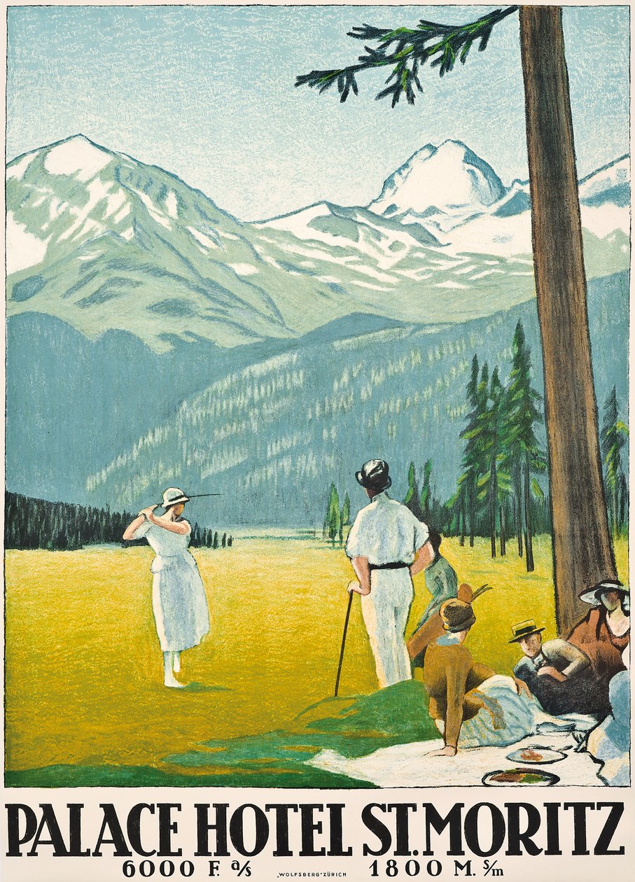 Poster pubblicitario del Palace Hotel a St. Moritz da Emil Cardinaux