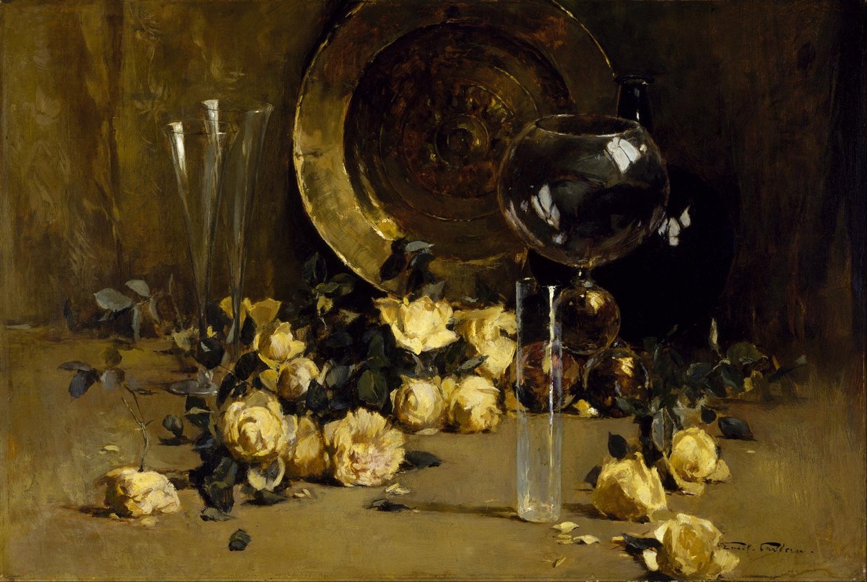 Natura morta con rose gialle da Emil Carlsen
