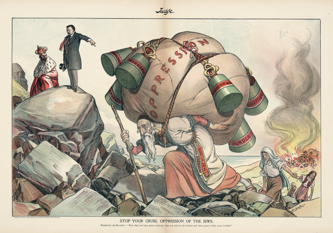 Fermate la vostra crudele oppressione degli ebrei, rivista Judge di settembre 1905 da Emil Flohri