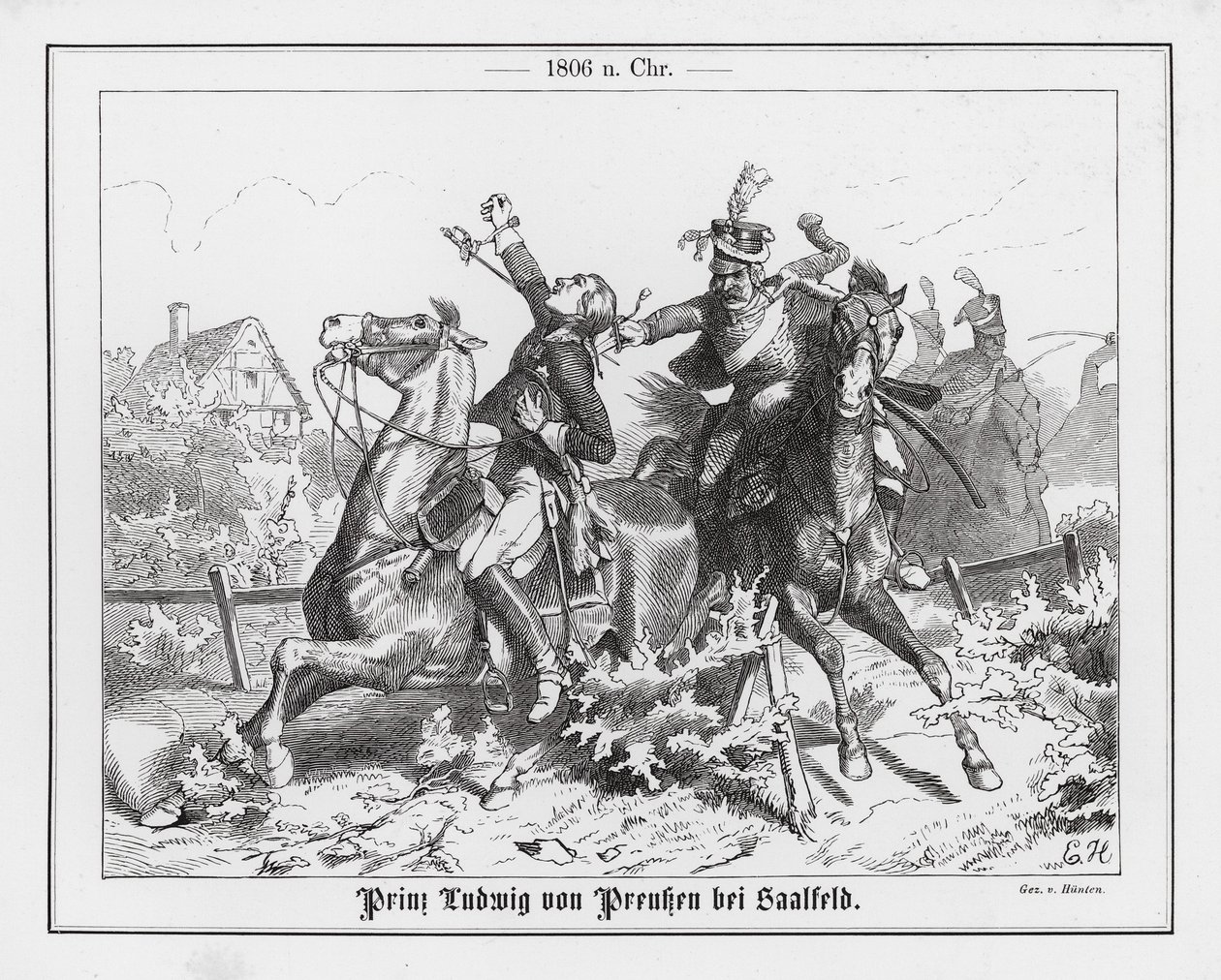 Morte del principe Luigi Ferdinando di Prussia nella battaglia di Saalfeld da Emil Huenten
