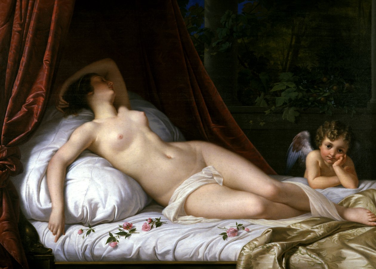 Venere distesa con Cupido, 1839 da Emil Jacobs