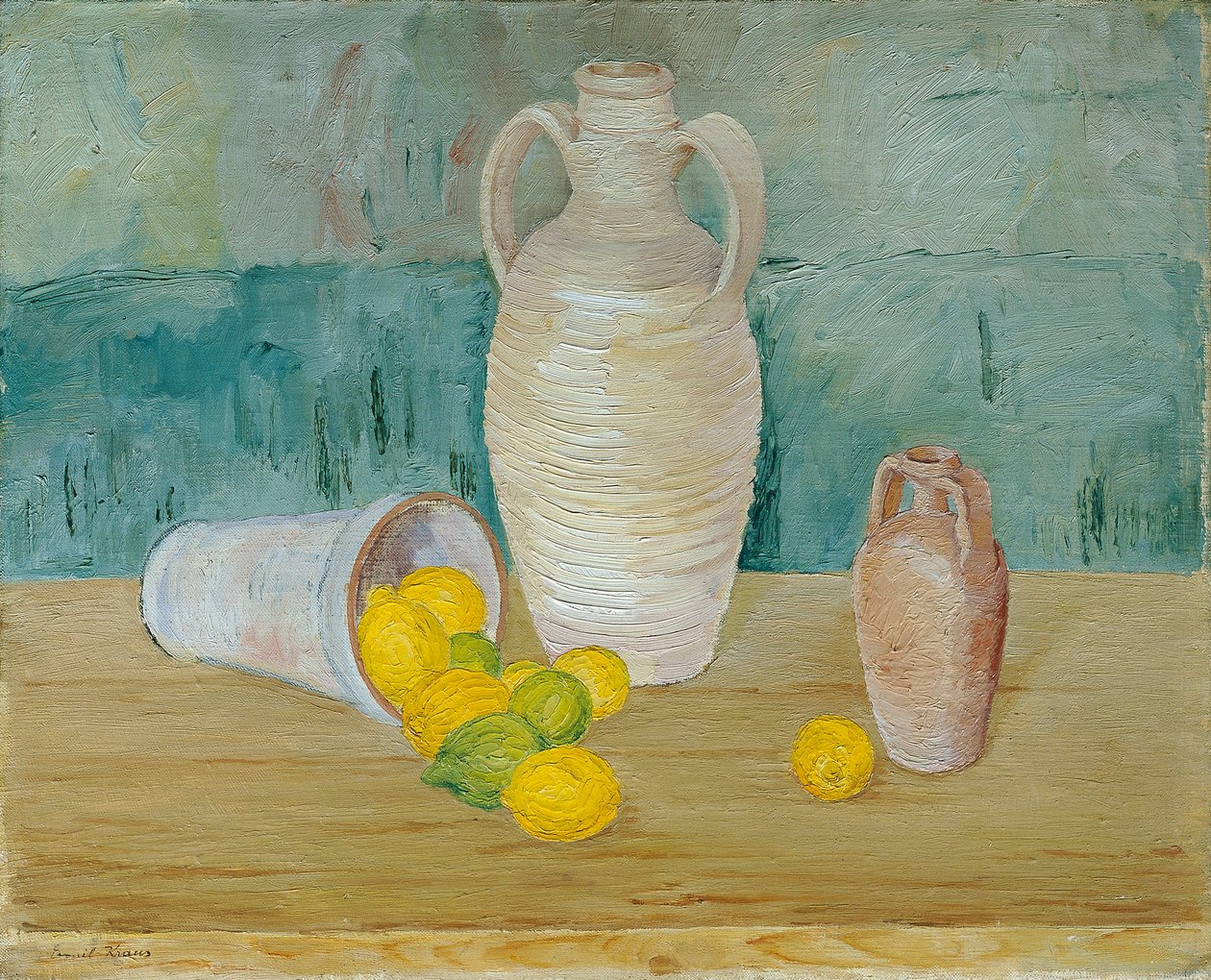 Natura morta con boccali di pietra e limoni da Emil Kraus