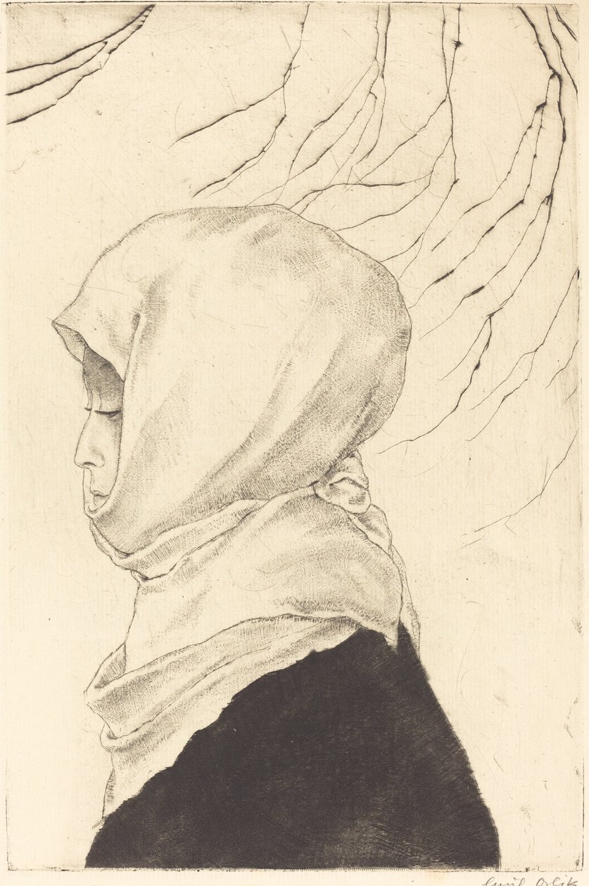 Donna giapponese in abito invernale da Emil Orlik