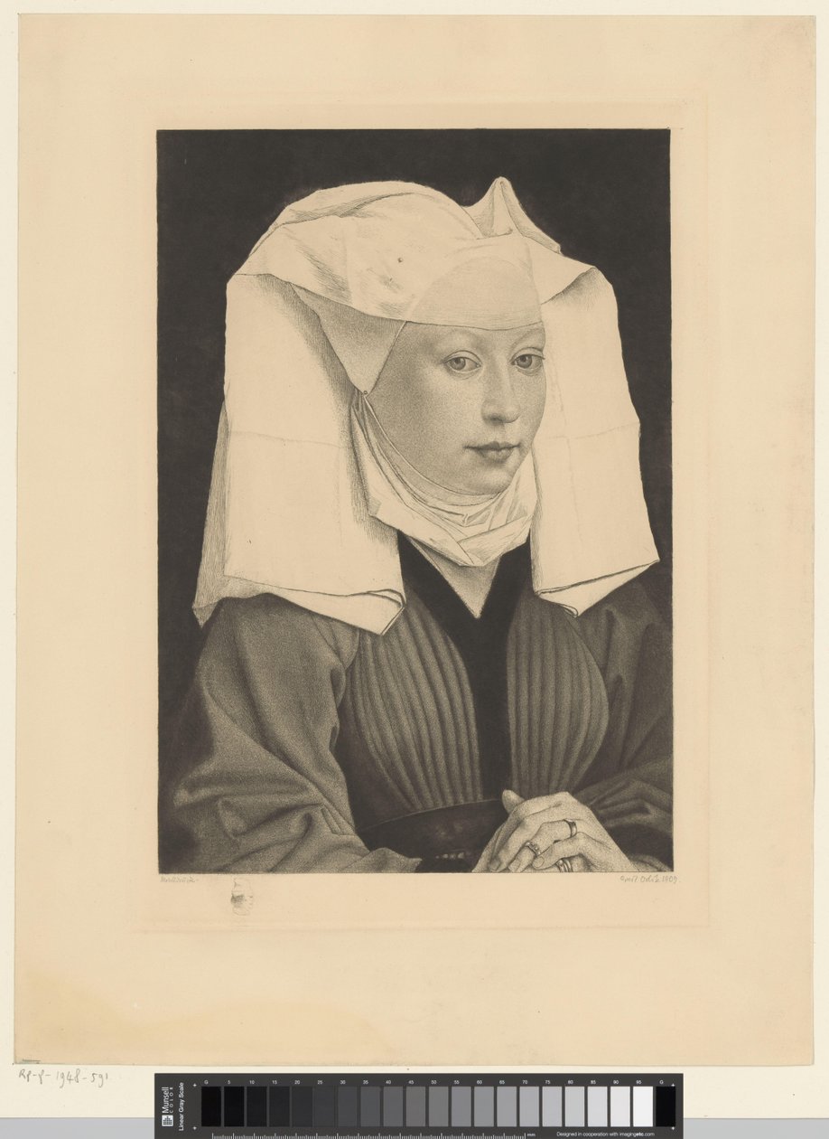 Donna con cappuccio bianco da Emil Orlik