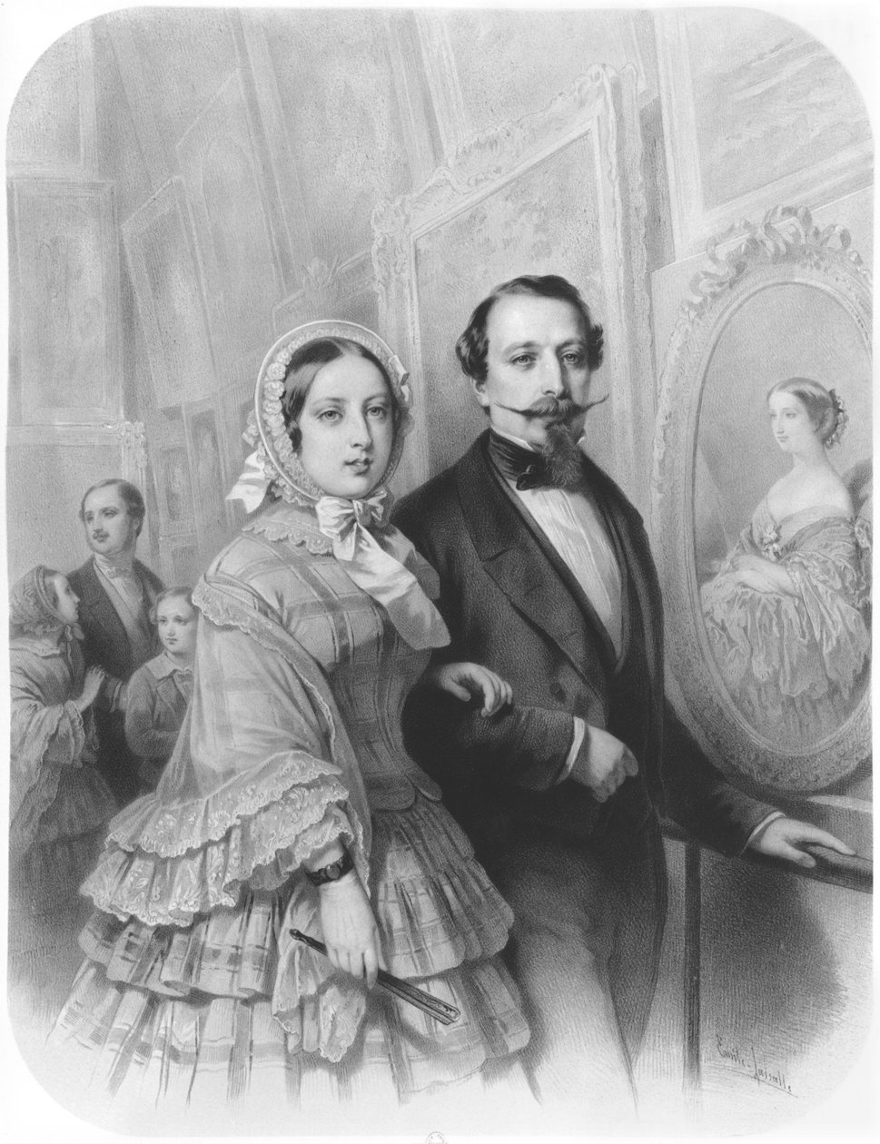 La Regina Vittoria e Napoleone III Imperatore di Francia, in visita alla galleria d