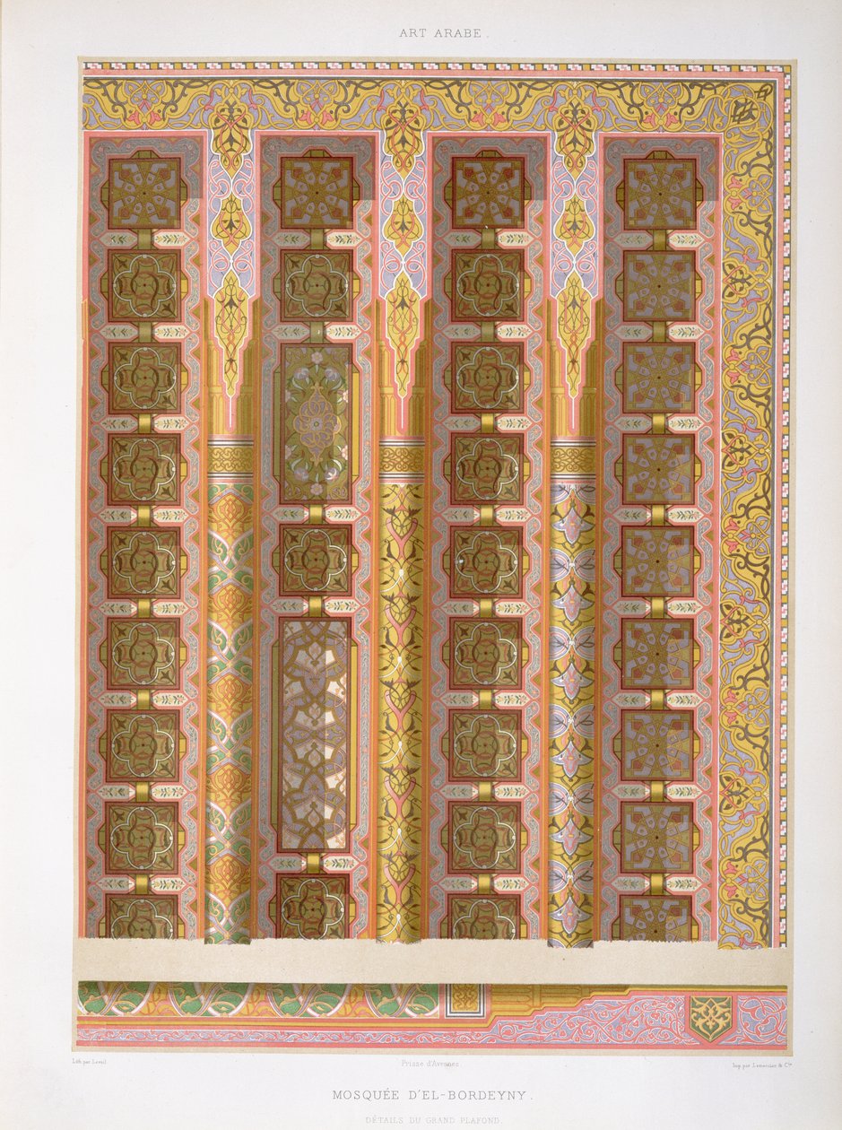 Dettaglio del grande soffitto della Moschea di El-Bordeyny, da L