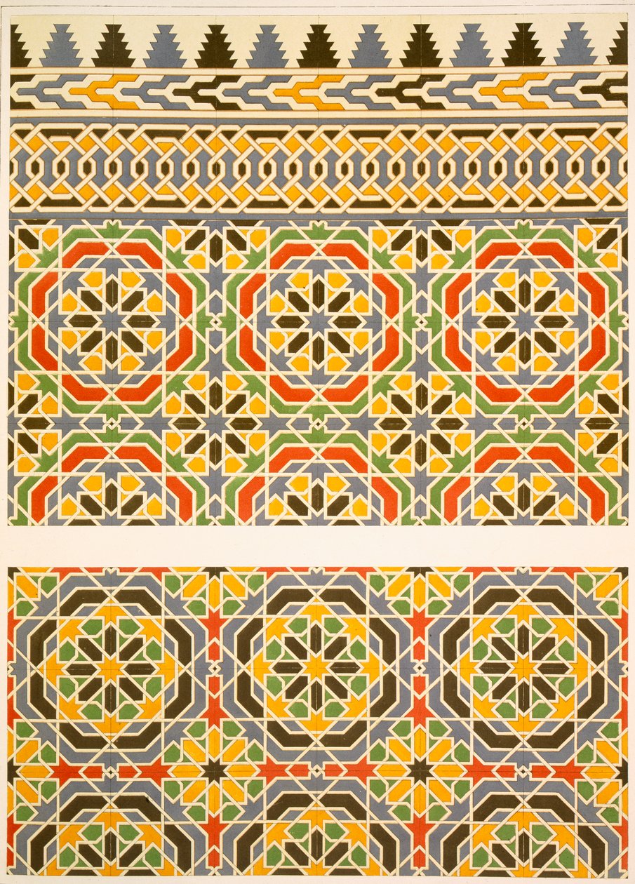 Decorazione ceramica geometrica (Faience) dalla Moschea di Cheykhoun, XIX secolo da Emile Prisse d