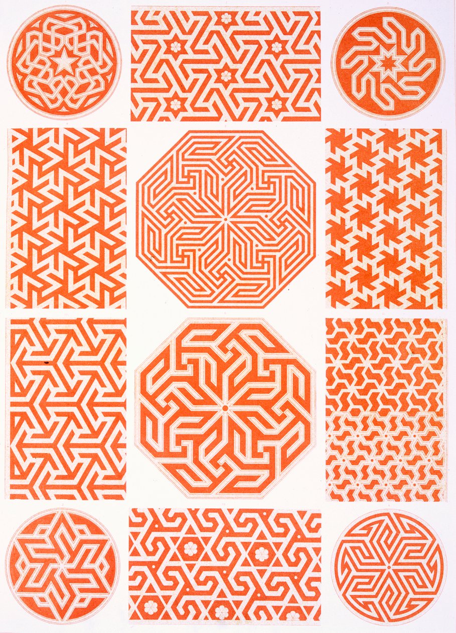 Decorazione in stucco: vari motivi geometrici, XIX secolo da Emile Prisse d