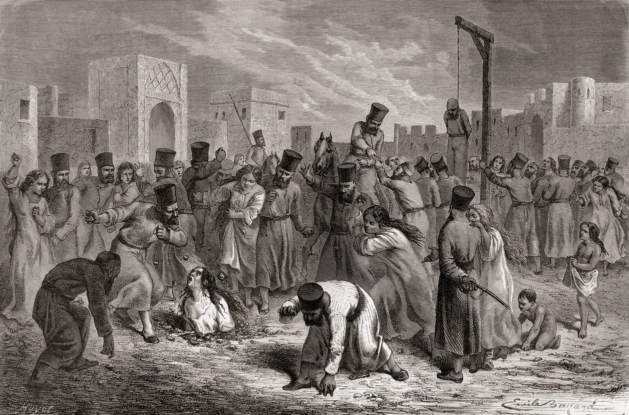 Adulteri lapidati e impiccati in Turchia, illustrazione da 