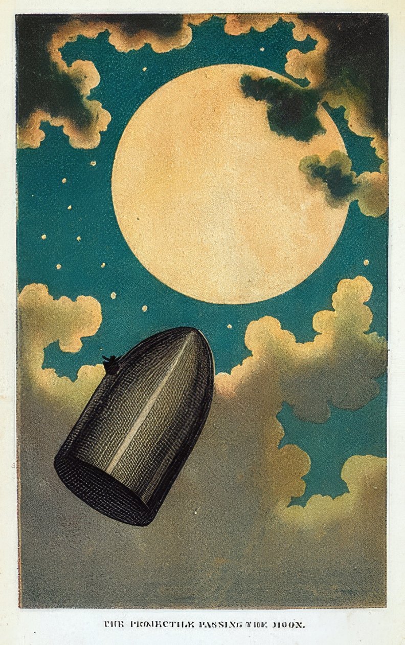 Illustrazione per il libro Dalla Terra alla Luna di Jules Verne da Emile Antoine Bayard