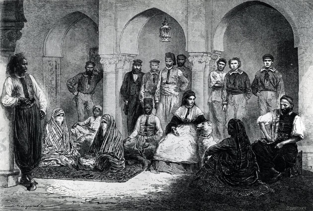 Miss Tinne con il suo personale di casa, Algeri, illustrazione da 