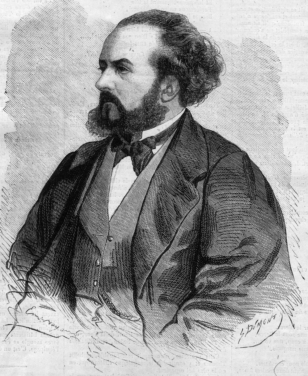 Ritratto di Gustave Hippolyte (Gustave-Hippolyte) Roger (1815-1879), tenore francese - disegno di Emile Bayard da Emile Antoine Bayard