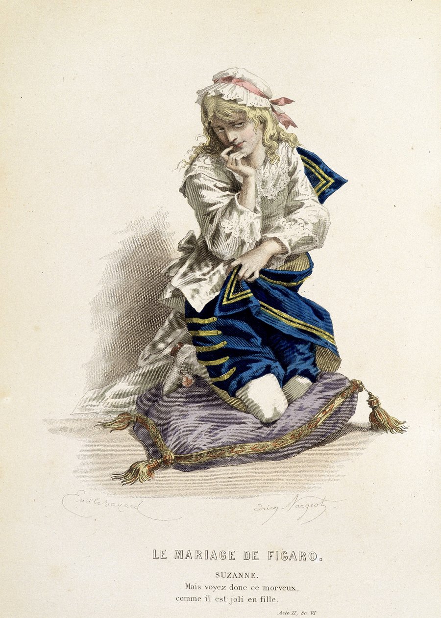 Suzanne in "Le nozze di Figaro" - in "Opere complete di Beaumarchais", disegni di Emile Bayard, ed. Laplace Sanchez & cie, Parigi da Emile Antoine Bayard