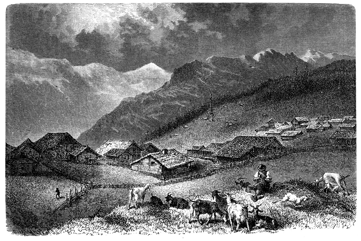 Villaggio nelle Alpi. Murren, nell