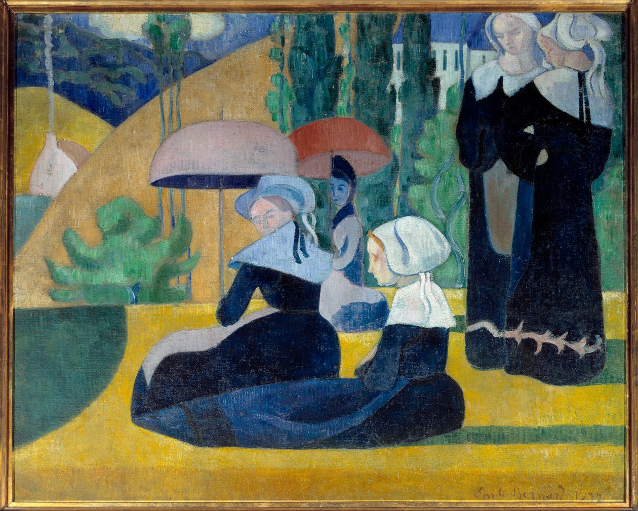 Bretoni con ombrelli da Emile Bernard