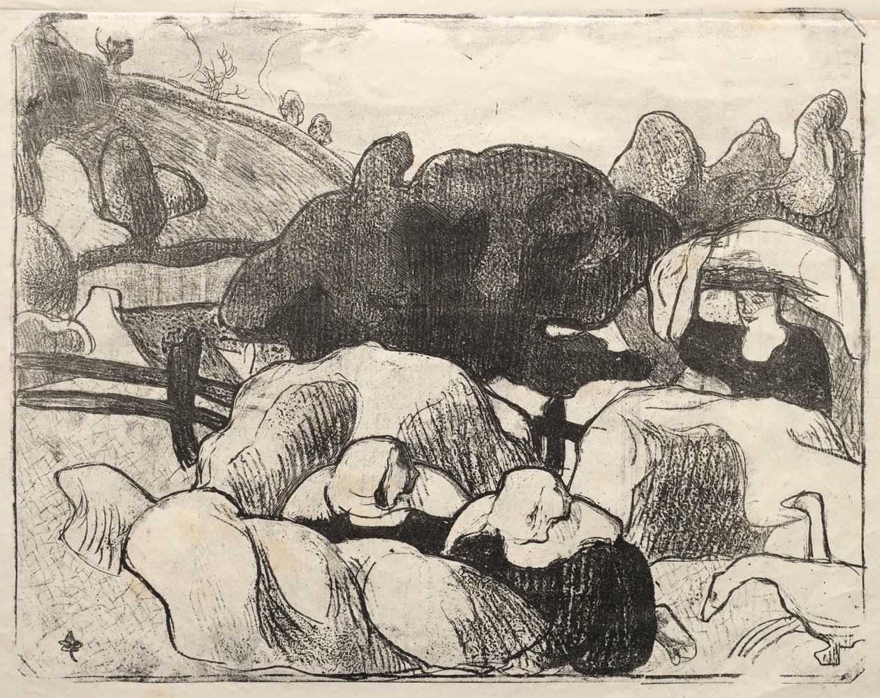 Les Bretonneries: Donne bretoni che fanno i covoni (Bretonnes Faisant les Foins) da Emile Bernard
