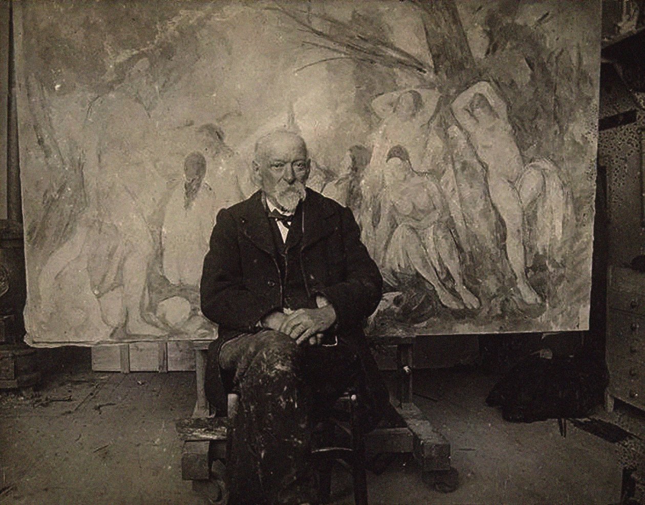 Paul Cézanne nel suo studio a Les Lauves da Emile Bernard