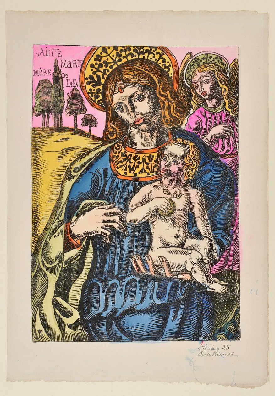 Sainte Marie Mutter Gottes: Die Jungfrau und der Engel mit Nimbus da Emile Bernard