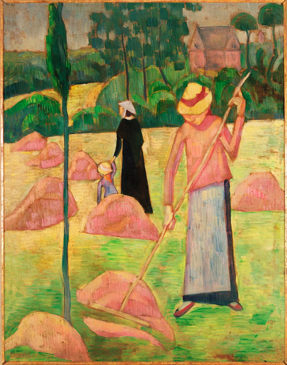 Donna con rastrello... (olio su tela) da Emile Bernard