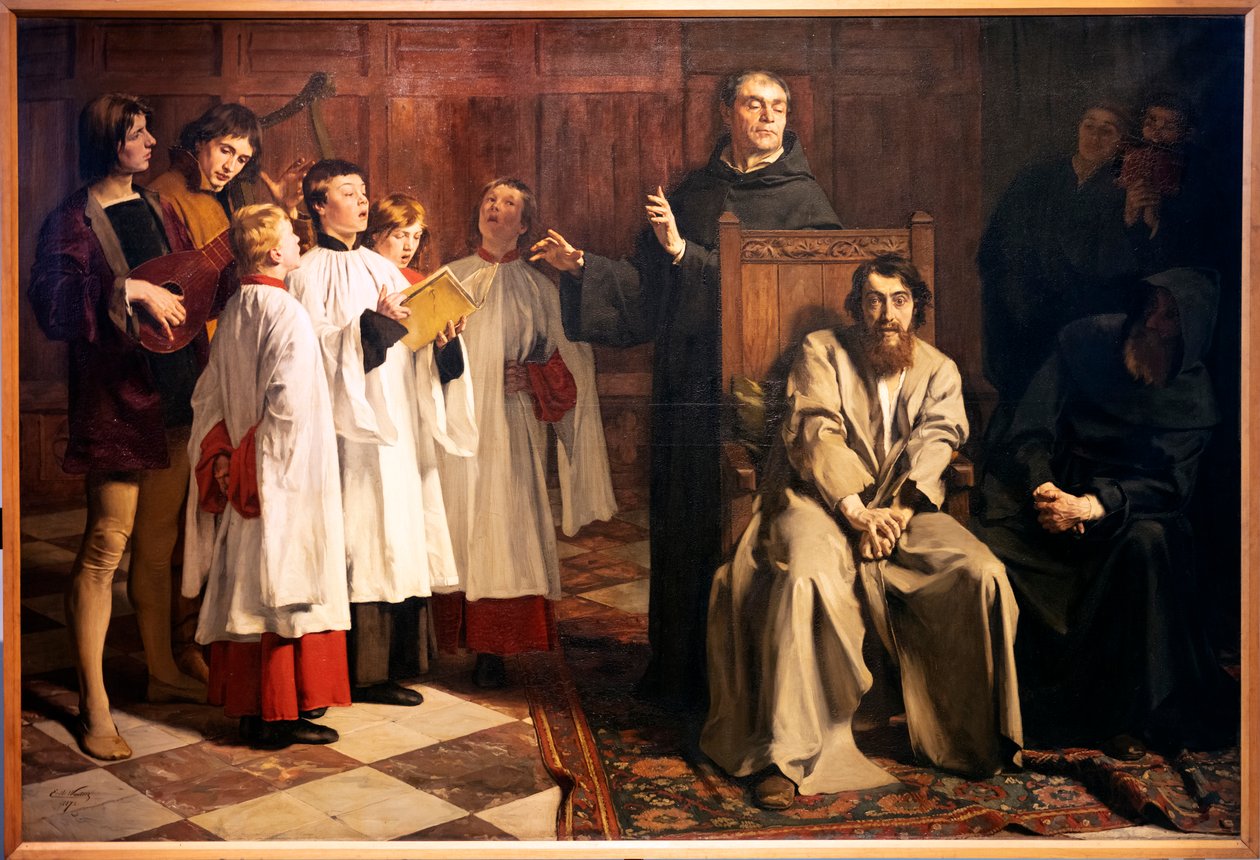 Emile Wauters. Hugo van der Goes nel Chiostro Rosso. 1872 da Emile Charles Wauters